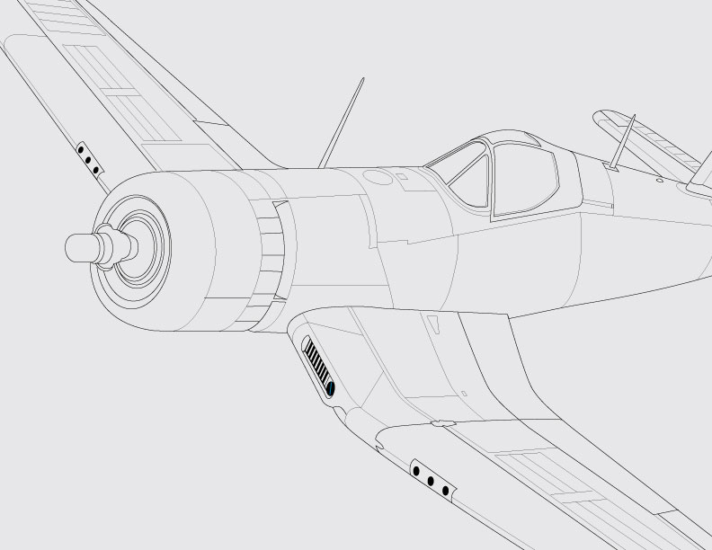 Vought F4U Corsair Illustration  Line Art  © Jack Suter. All rights reserved.